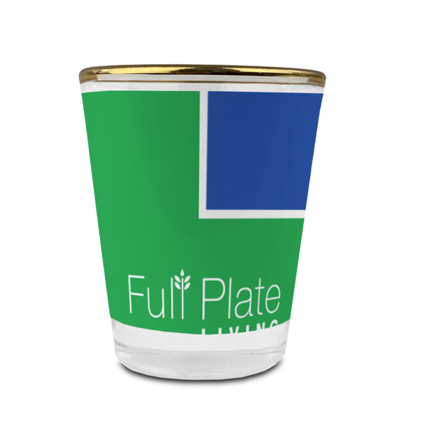 Custom Design - Glass Shot Glass - Gold Rim - Front