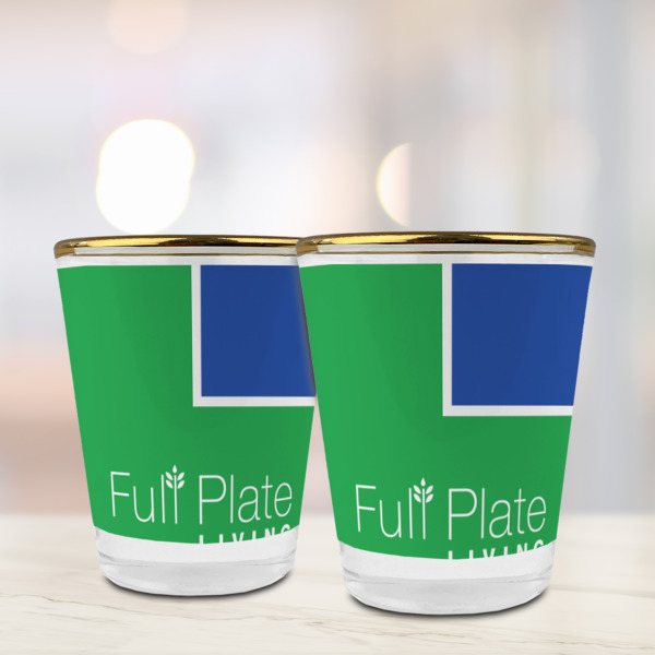 Custom Design - Glass Shot Glass - Gold Rim - Lifestyle