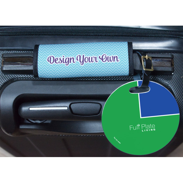 Custom Design - Round Luggage Tag & Handle Wrap - In Context