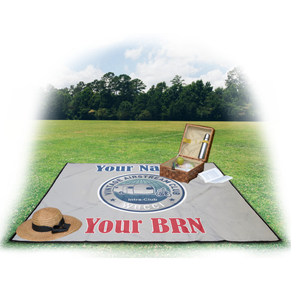 Custom Design - Picnic Blanket - with Basket Hat and Book - in Use