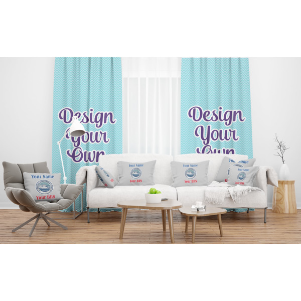 Custom Design - Sheer and Custom Curtains in Room with Matching Pillows