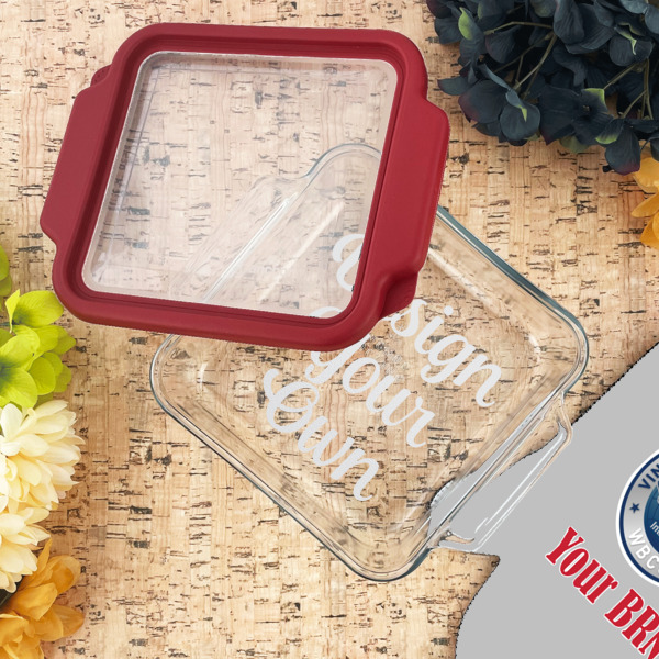 Custom Design - Glass Cake Dish - 8"x8" - Lifestyle