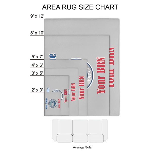 Custom Design - 2'x3' Indoor Area Rugs - Size Chart