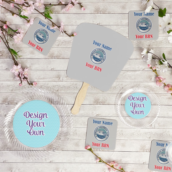 Custom Design - Party Supplies Combination Image - All items - Plates, Coasters, Fans