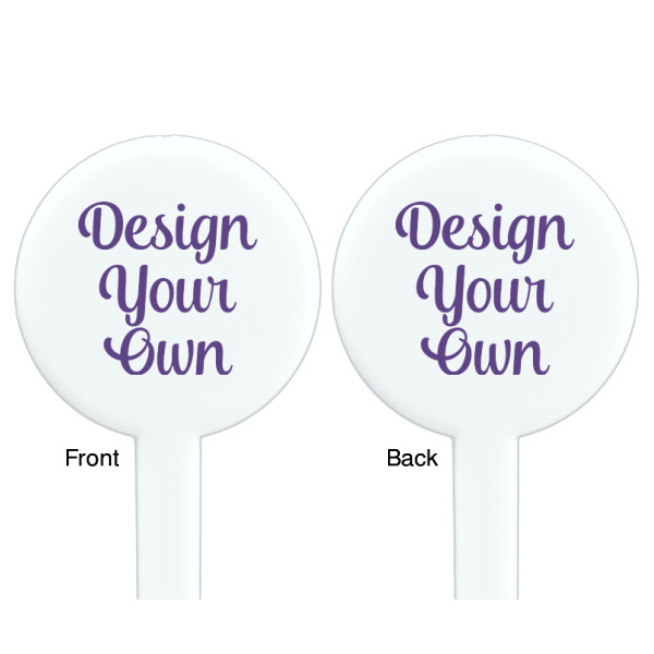 Custom Design - White Plastic 7" Stir Stick - Double Sided - Round - Front & Back