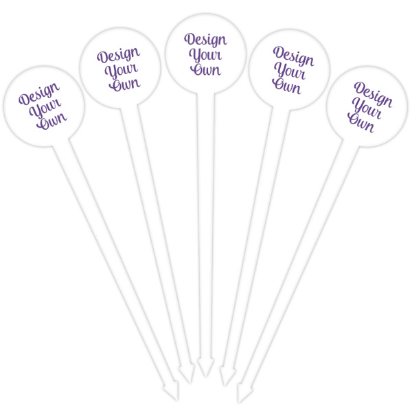 Custom Design - White Plastic 4" Food Pick - Round - Fan View