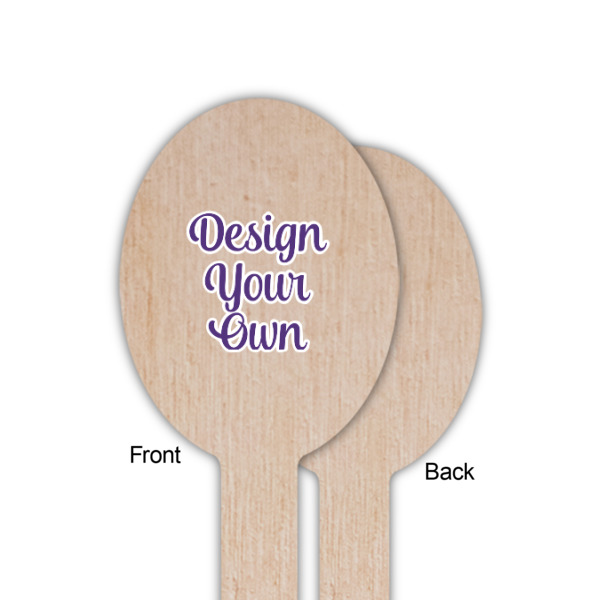 Custom Design - Wooden Food Pick - Oval - Single Sided - Front & Back