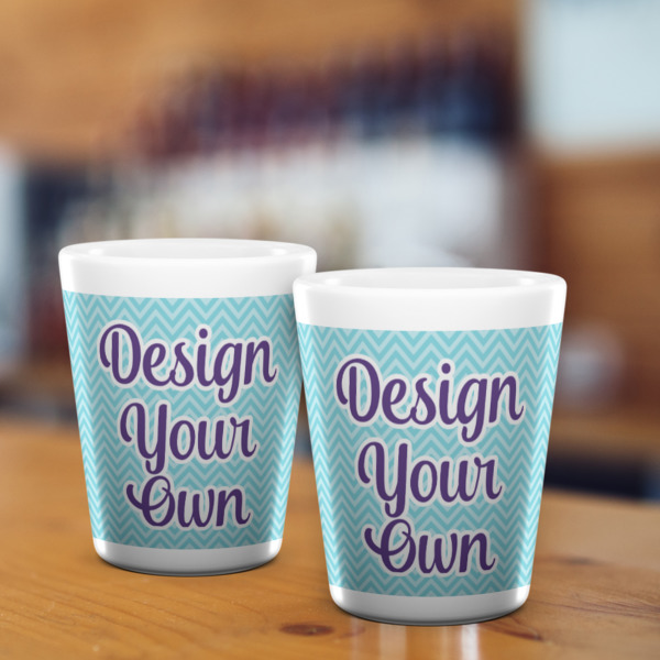 Custom Design - Ceramic Shot Glass - White - Lifestyle