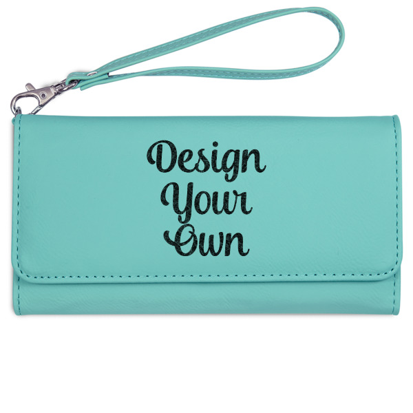 Custom Design - Ladies Wallet - Leather - Teal - Front View
