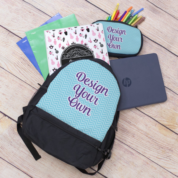 Custom Design - Large Backpack - Black - With Stuff