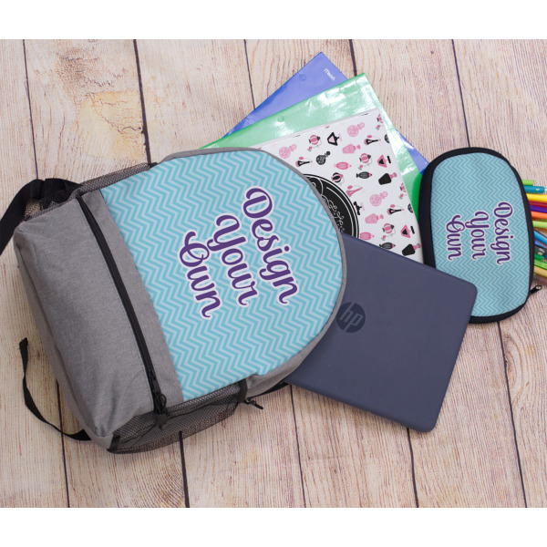 Custom Design - Large Backpack - Gray - With Stuff