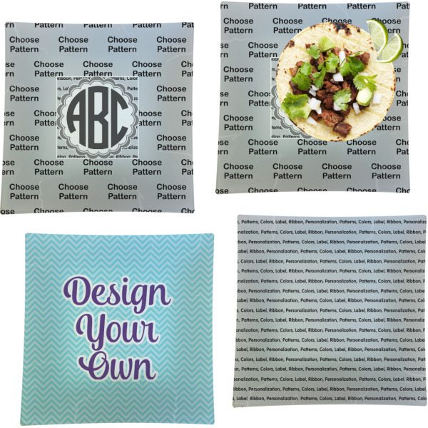Custom Design Your Own Glass Square Lunch / Dinner Plate 9.5" - Set of 4