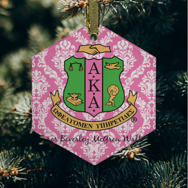 Custom Design - Frosted Glass Ornament - Hexagon (Lifestyle)