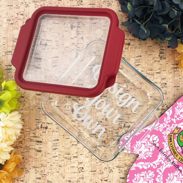 Custom Design - Glass Cake Dish - 8"x8" - Lifestyle