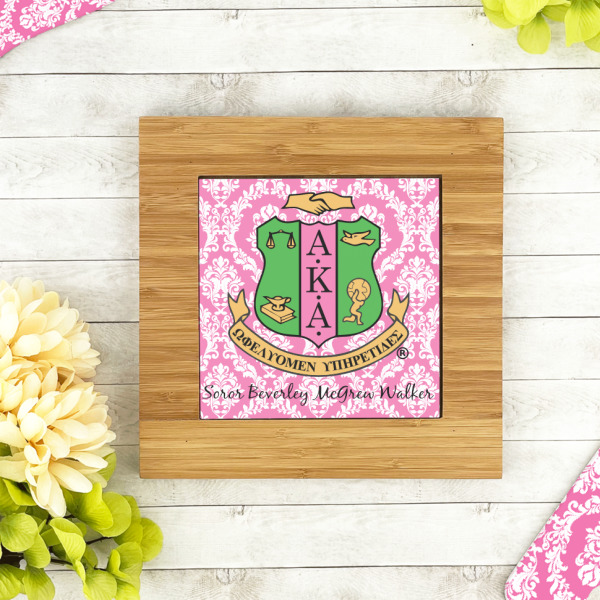 Custom Design - Bamboo Trivet with 6" Tile - LIFESTYLE