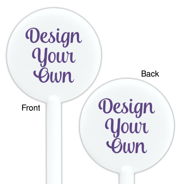Custom Design - White Plastic 5.5" Stir Stick - Double Sided - Round - Front & Back
