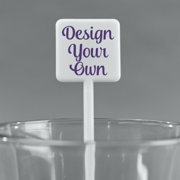Custom Design - White Plastic Stir Stick - Square - Main