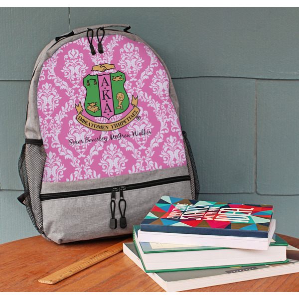 Custom Design - Large Backpack - Gray - On Desk