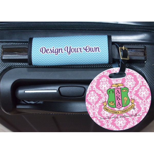Custom Design - Round Luggage Tag & Handle Wrap - In Context