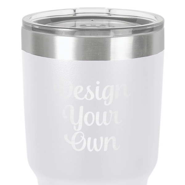 Custom Design - 30 oz Stainless Steel Ringneck Tumbler - White - Close Up