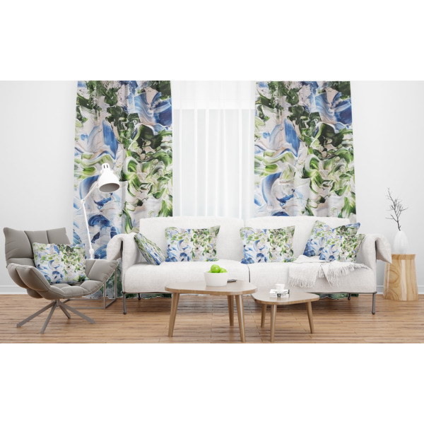 Custom Design - Sheer and Custom Curtains in Room with Matching Pillows