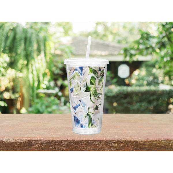 Custom Design - Double Wall Tumbler with Straw - Lifestyle