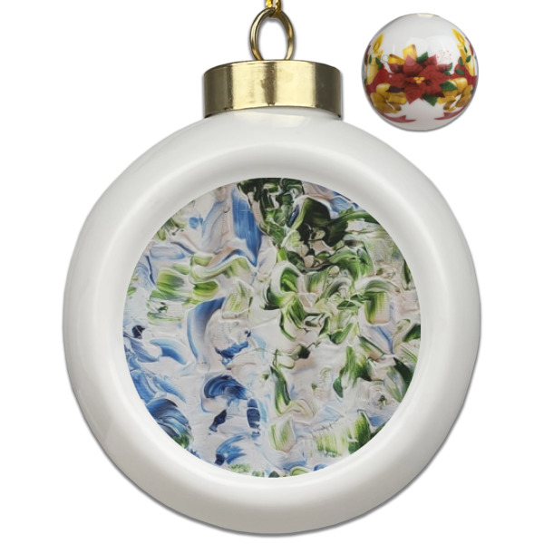 Custom Design Your Own Ceramic Ball Ornaments - Poinsettia Garland