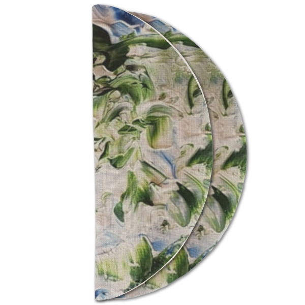 Custom Design - Round Linen Placemats - HALF FOLDED (double sided)