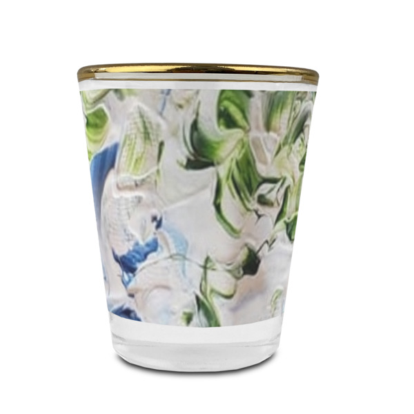 Custom Design - Glass Shot Glass - Gold Rim - Front