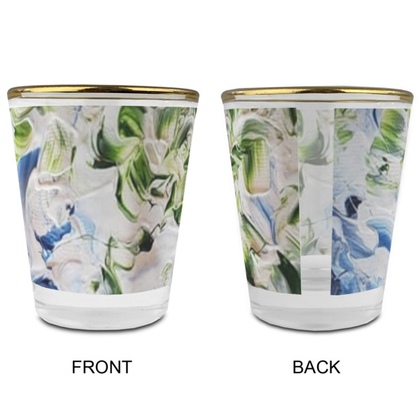 Custom Design - Glass Shot Glass - Gold Rim - Front & Back