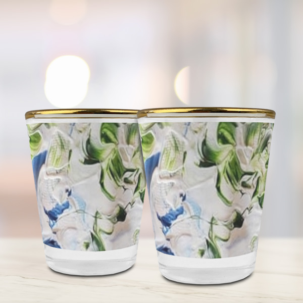 Custom Design - Glass Shot Glass - Gold Rim - Lifestyle