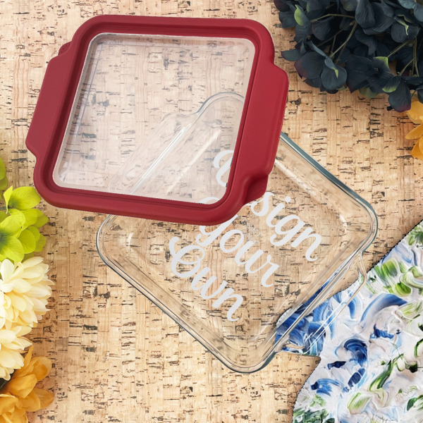 Custom Design - Glass Cake Dish - 8"x8" - Lifestyle