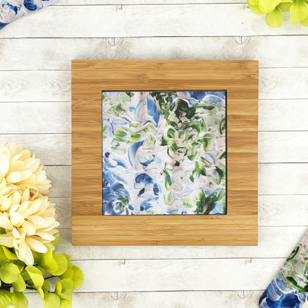 Custom Design - Bamboo Trivet with 6" Tile - LIFESTYLE