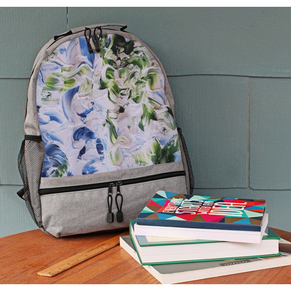 Custom Design - Large Backpack - Gray - On Desk