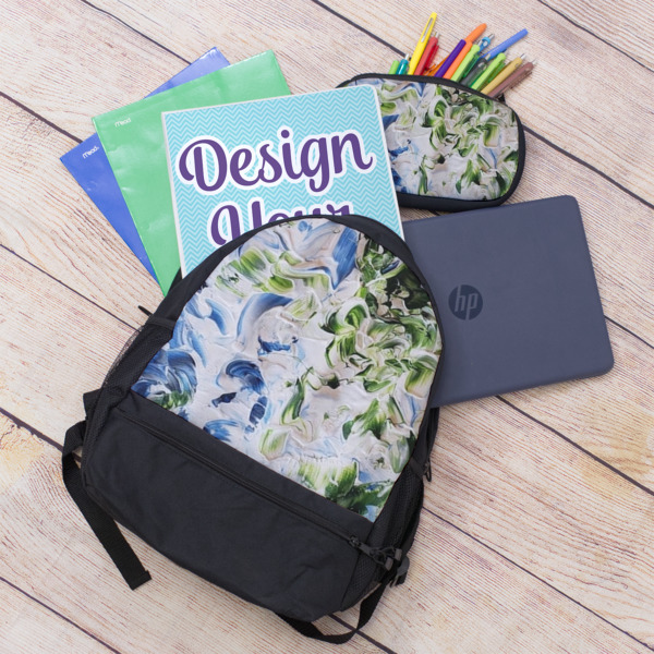 Custom Design - Large Backpack - Black - With Stuff