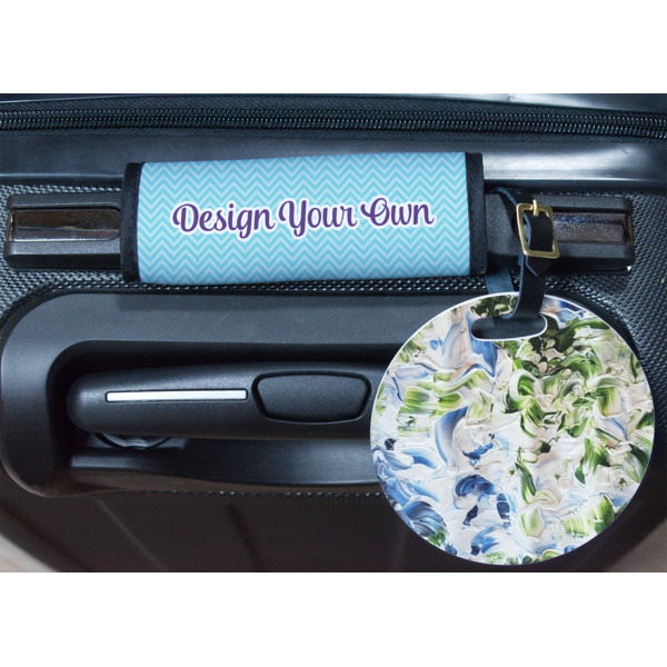 Custom Design - Round Luggage Tag & Handle Wrap - In Context