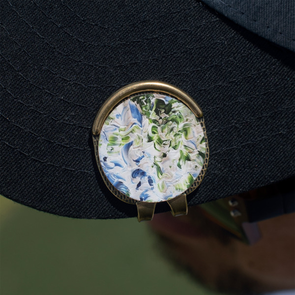 Custom Design - Golf Ball Marker Hat Clip - Gold - On Hat