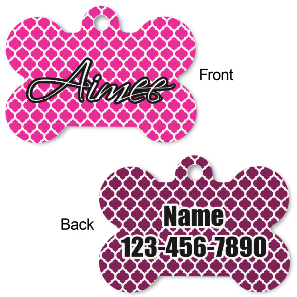 Custom Design - Bone Shaped Dog ID Tag - Small - Front & Back View