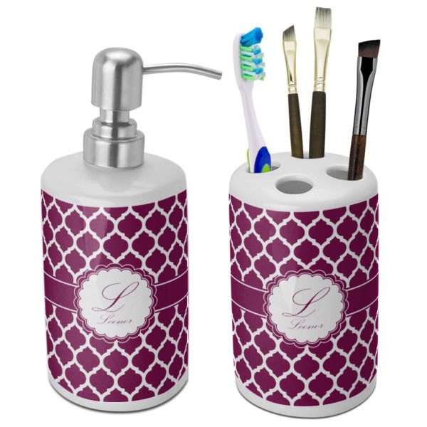 Custom Moroccan Ceramic Bathroom Accessories Set (Personalized)