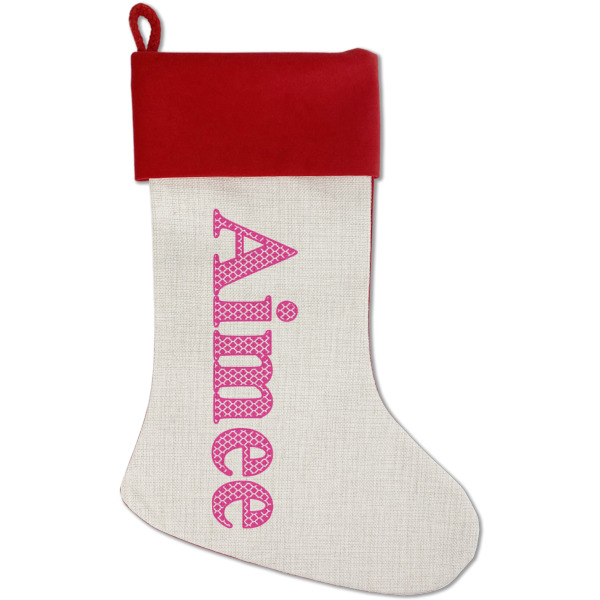 Custom Design Your Own Red Linen Stocking