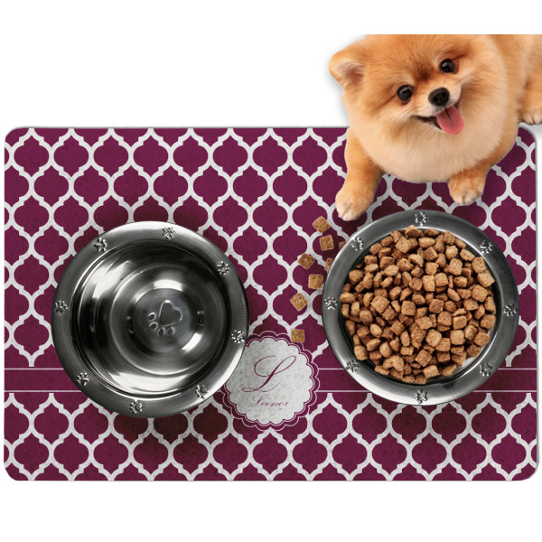 Custom Moroccan Dog Food Mat - Small w/ Name and Initial