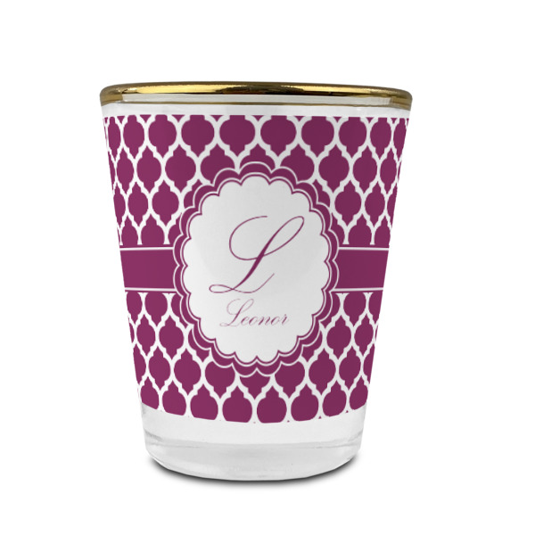 Custom Design - Glass Shot Glass - Gold Rim - Front