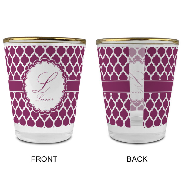 Custom Design - Glass Shot Glass - Gold Rim - Front & Back