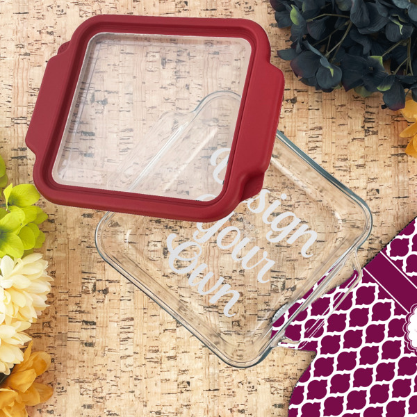 Custom Design - Glass Cake Dish - 8"x8" - Lifestyle