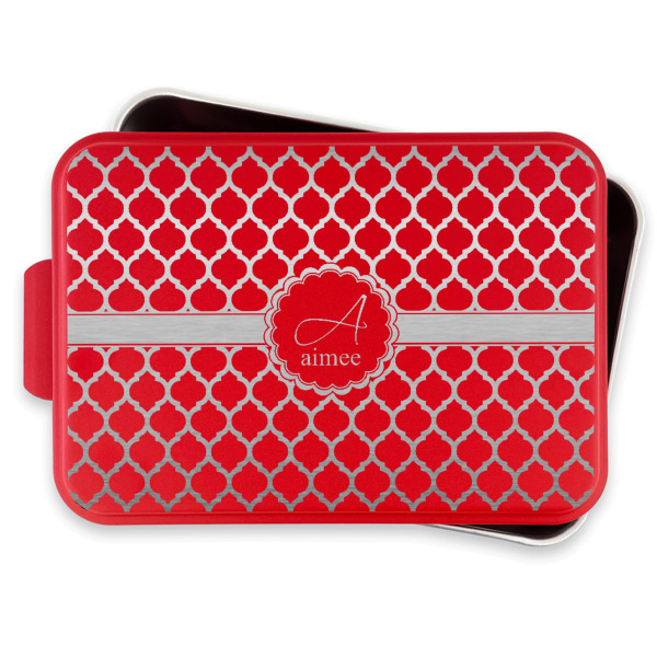 Custom Design - Aluminum Baking Pan - Red Lid - FRONT w/lif off