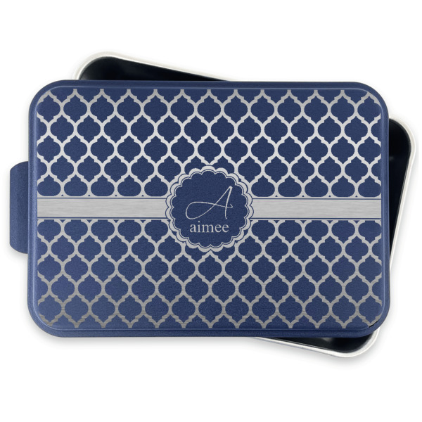 Custom Design - Aluminum Baking Pan - Navy Lid - FRONT w/lid off