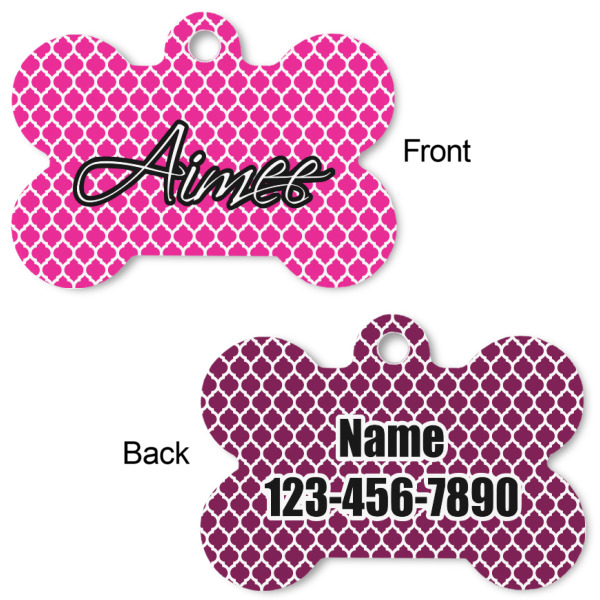 Custom Design - Bone Shaped Dog ID Tag - Large - Front & Back View