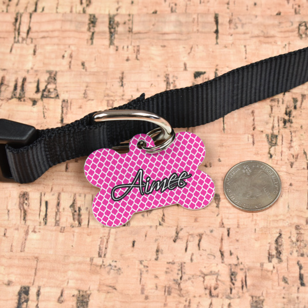 Custom Design - Bone Shaped Dog ID Tag - Large - In Context