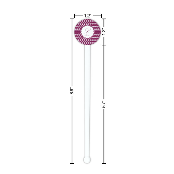Custom Design - White Plastic 7" Stir Stick - Round - Dimensions