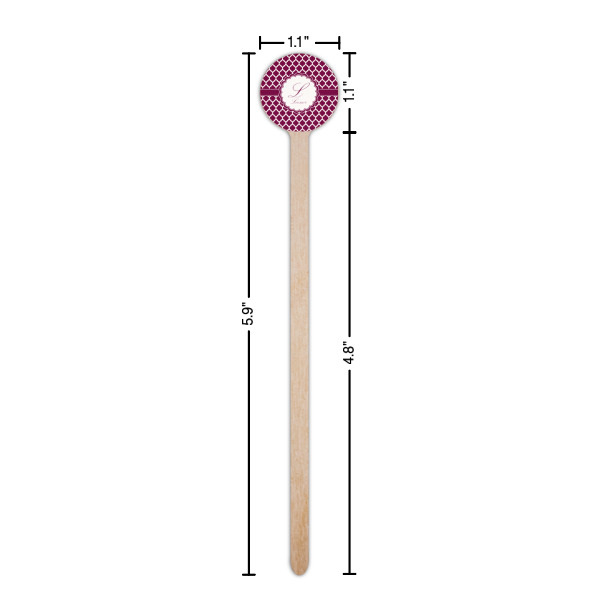 Custom Design - Wooden 6" Stir Stick - Round - Dimensions